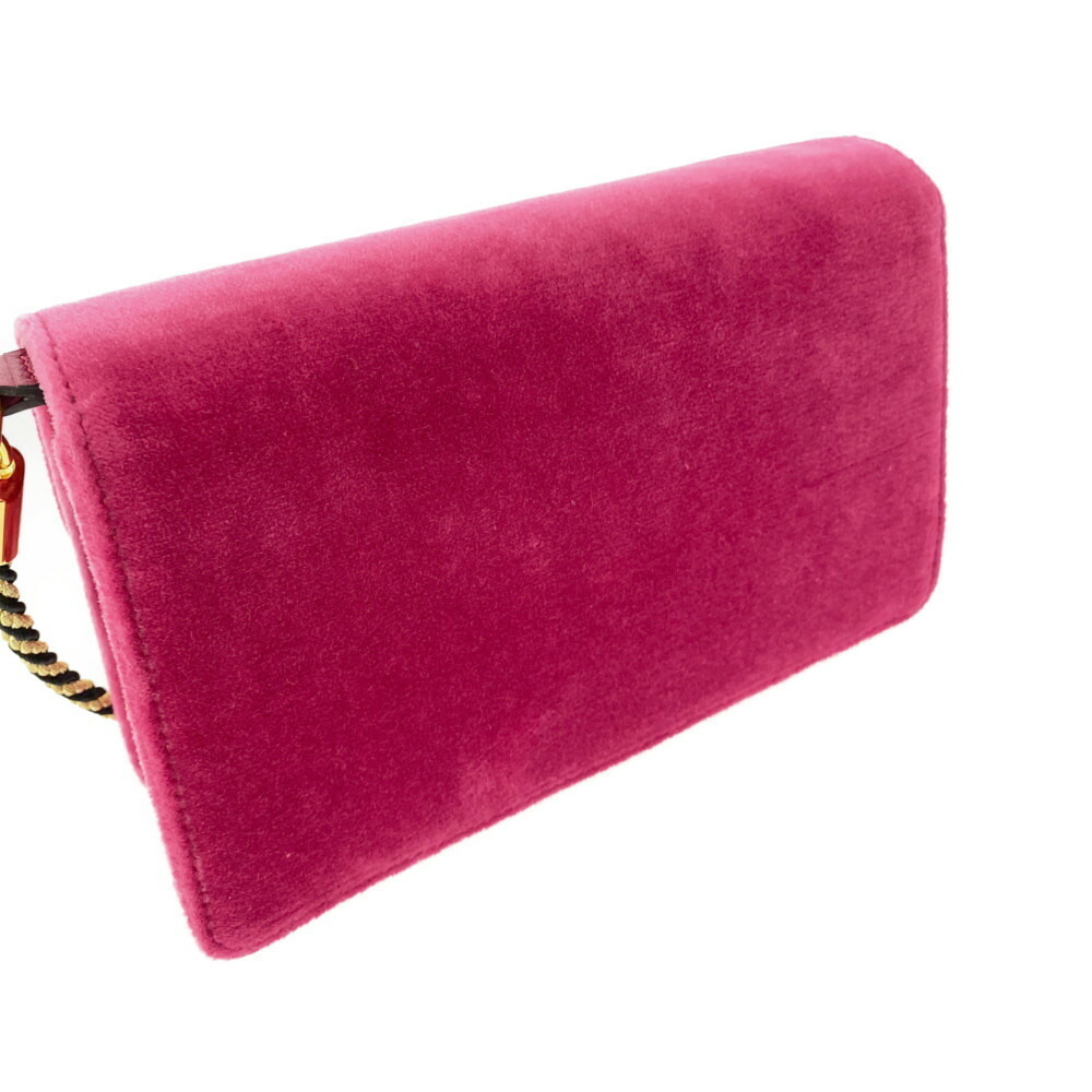 Gucci Broadway Square GG Crystal Velor Clutch Shoulder Bag Pink Black - Picture 2 of 10